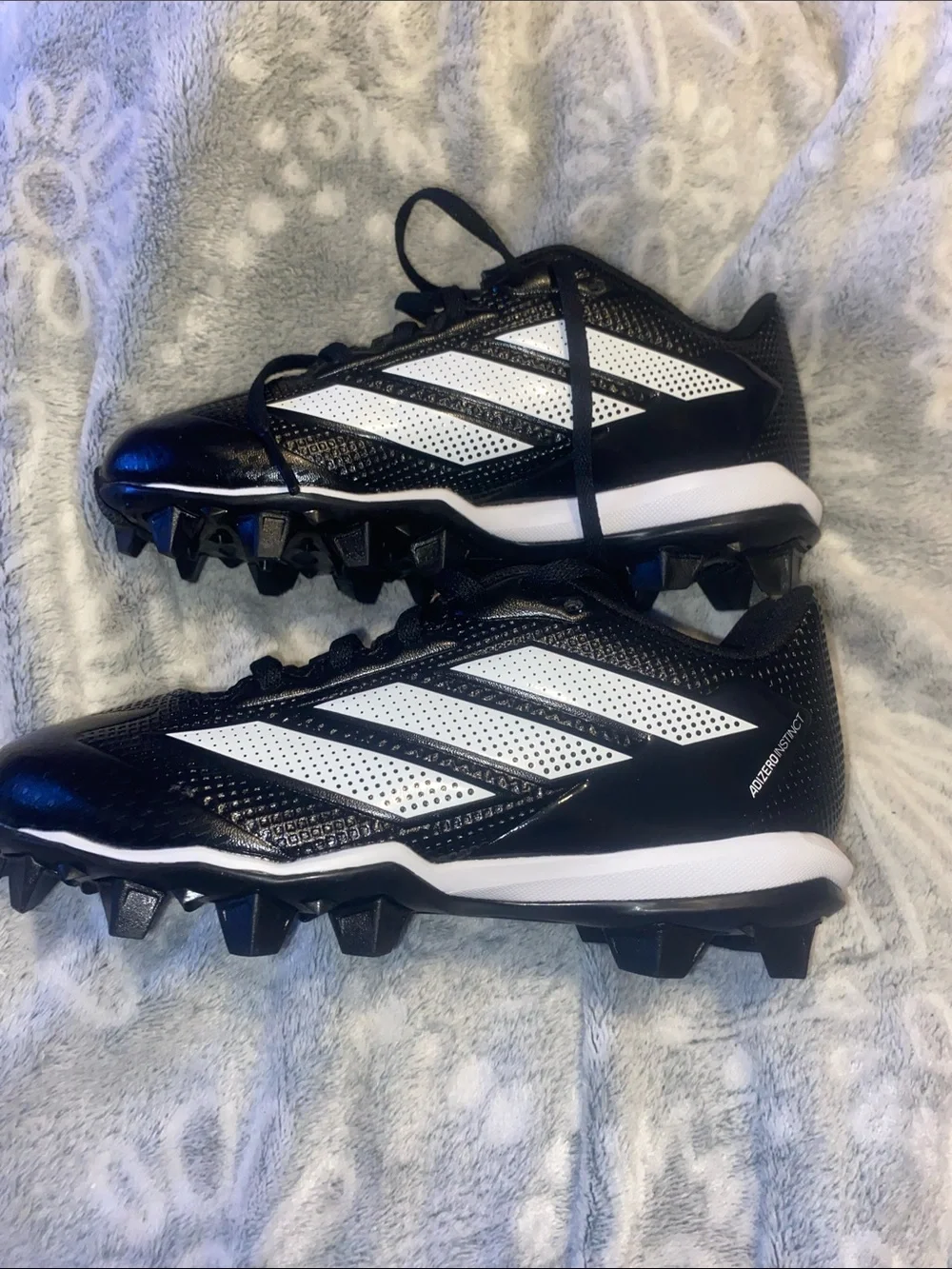 adidas Adizero Instint MD Kids Black and White Lace-Up Softball Sneakers